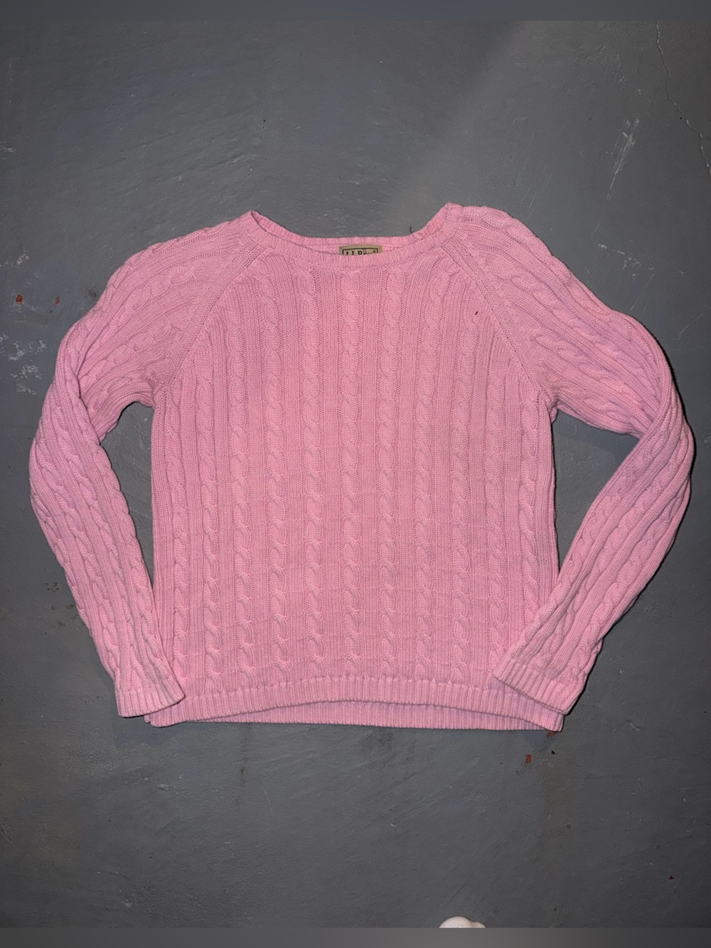 LL Bean Classic Cable Knit Pink Women's Sweater